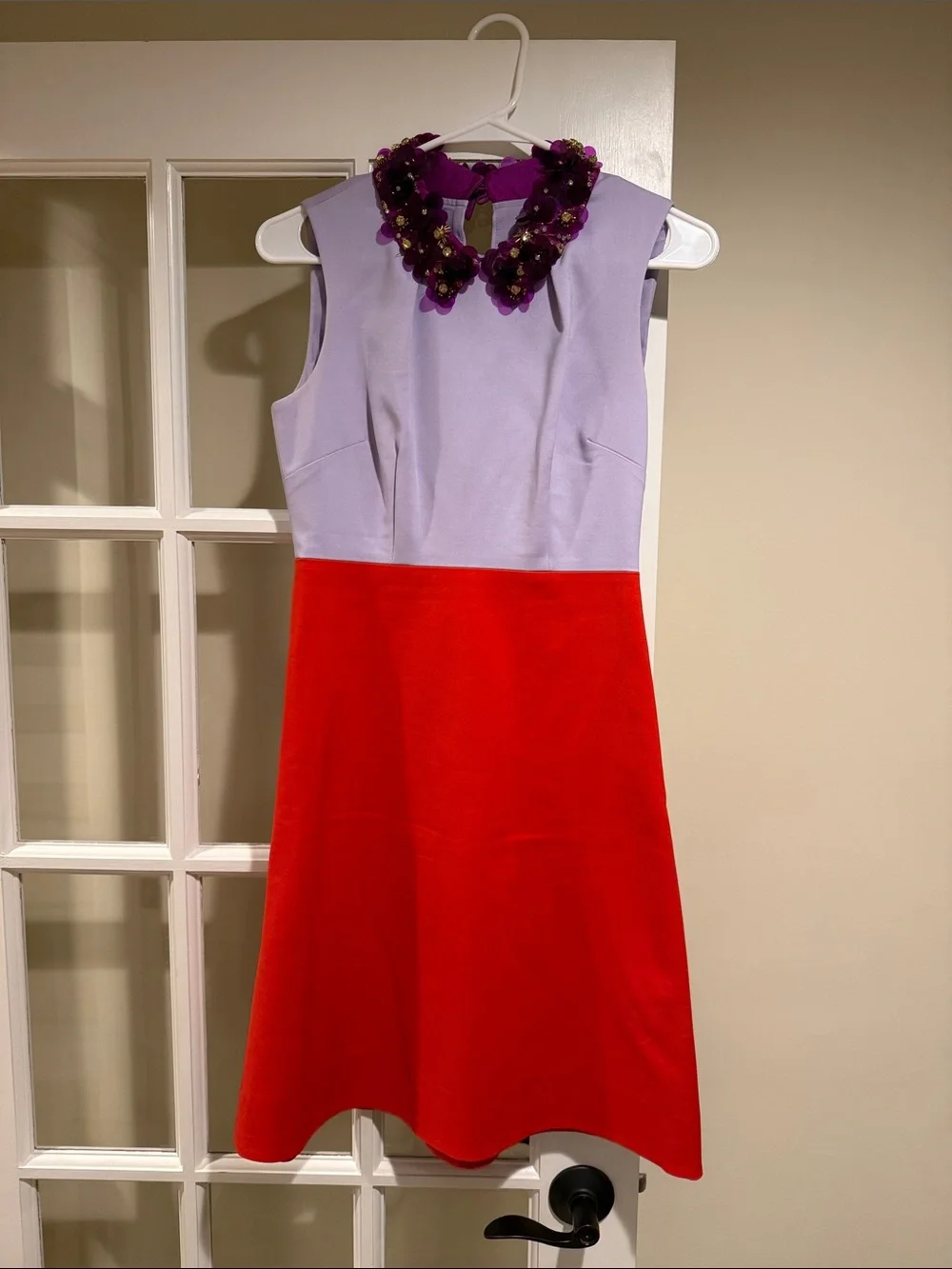 kate spade Lavender and Red Sleeveless Mini Dress with Embellished Collar